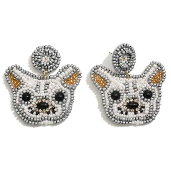 SET OF 2 PAIRS NEW Frenchie French Bulldog Seed Bead Earrings Boutique Quality - Picture 6 of 9